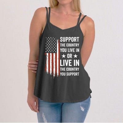 Support The Country You Live In The Country You Support Usa Women's Strappy Tank