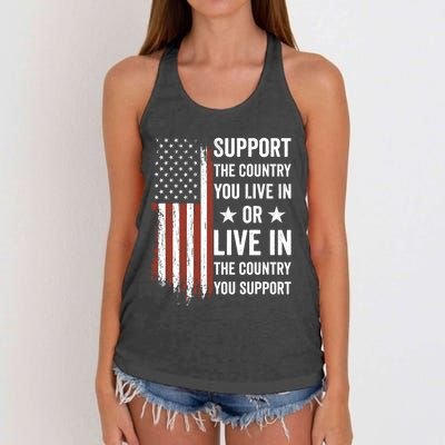 Support The Country You Live In The Country You Support Usa Women's Knotted Racerback Tank