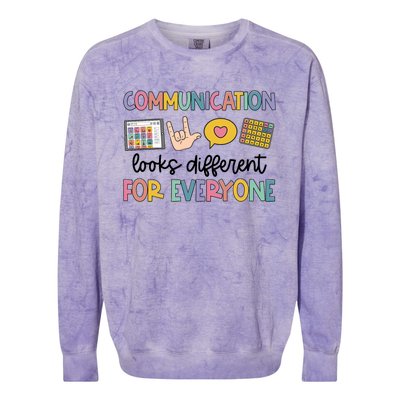 Speech Therapy Communication Looks Different For Everyone Colorblast Crewneck Sweatshirt