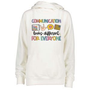 Speech Therapy Communication Looks Different For Everyone Womens Funnel Neck Pullover Hood