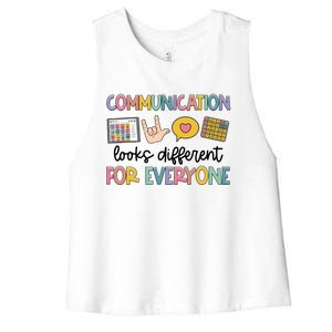 Speech Therapy Communication Looks Different For Everyone Women's Racerback Cropped Tank