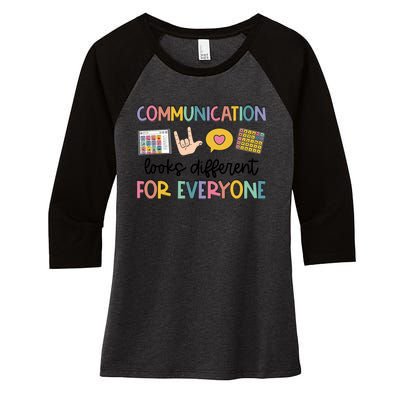 Speech Therapy Communication Looks Different For Everyone Women's Tri-Blend 3/4-Sleeve Raglan Shirt