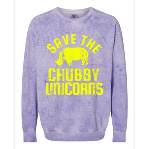 Save The Chubby Unicorns Funny Rhino Rhinoceros Gift Colorblast Crewneck Sweatshirt