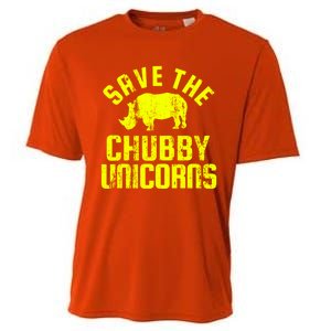 Save The Chubby Unicorns Funny Rhino Rhinoceros Gift Cooling Performance Crew T-Shirt