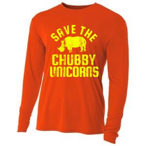 Save The Chubby Unicorns Funny Rhino Rhinoceros Gift Cooling Performance Long Sleeve Crew