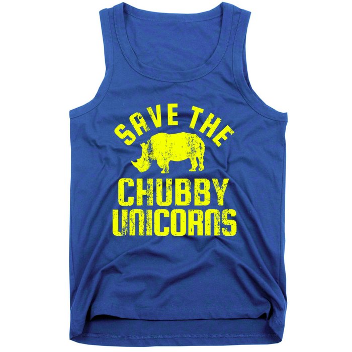 Save The Chubby Unicorns Funny Rhino Rhinoceros Gift Tank Top