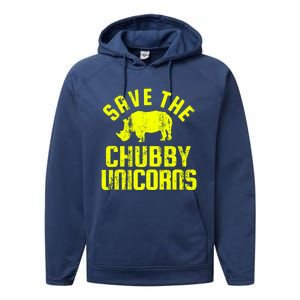 Save The Chubby Unicorns Funny Rhino Rhinoceros Gift Performance Fleece Hoodie