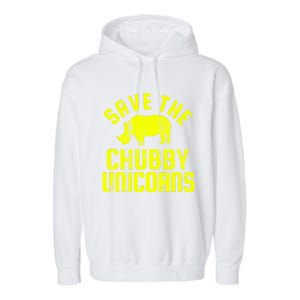 Save The Chubby Unicorns Funny Rhino Rhinoceros Gift Garment-Dyed Fleece Hoodie