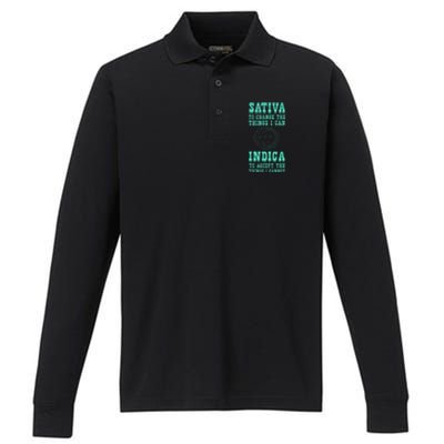 Sativa To Change The Things I Can Indica Positivity Performance Long Sleeve Polo