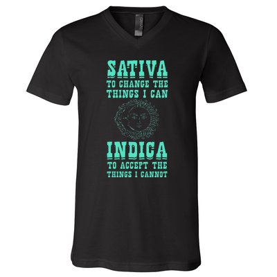 Sativa To Change The Things I Can Indica Positivity V-Neck T-Shirt