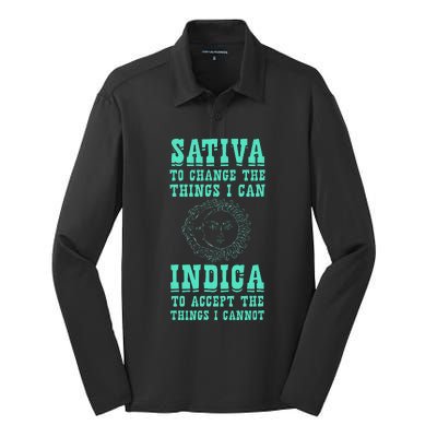 Sativa To Change The Things I Can Indica Positivity Silk Touch Performance Long Sleeve Polo