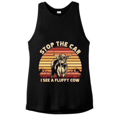 Stop The Car I See A Fluffy Cow Highland Cow Breeder Gift Ladies PosiCharge Tri-Blend Wicking Tank