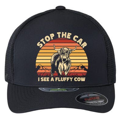 Stop The Car I See A Fluffy Cow Highland Cow Breeder Gift Flexfit Unipanel Trucker Cap