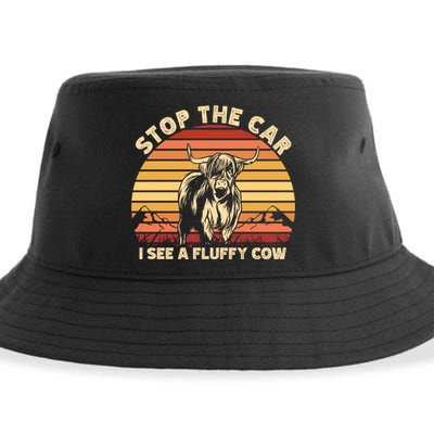 Stop The Car I See A Fluffy Cow Highland Cow Breeder Gift Sustainable Bucket Hat