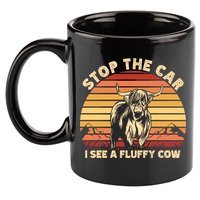 Stop The Car I See A Fluffy Cow Highland Cow Breeder Gift 11oz C Handle Ceramic Mug