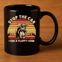 Stop The Car I See A Fluffy Cow Highland Cow Breeder Gift 11oz C Handle Ceramic Mug