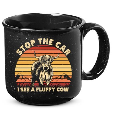 Stop The Car I See A Fluffy Cow Highland Cow Breeder Gift 15oz Campfire Ceramic Mug