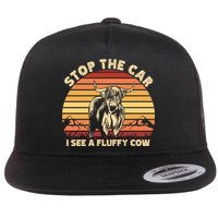 Stop The Car I See A Fluffy Cow Highland Cow Breeder Gift Flat Bill Trucker Hat