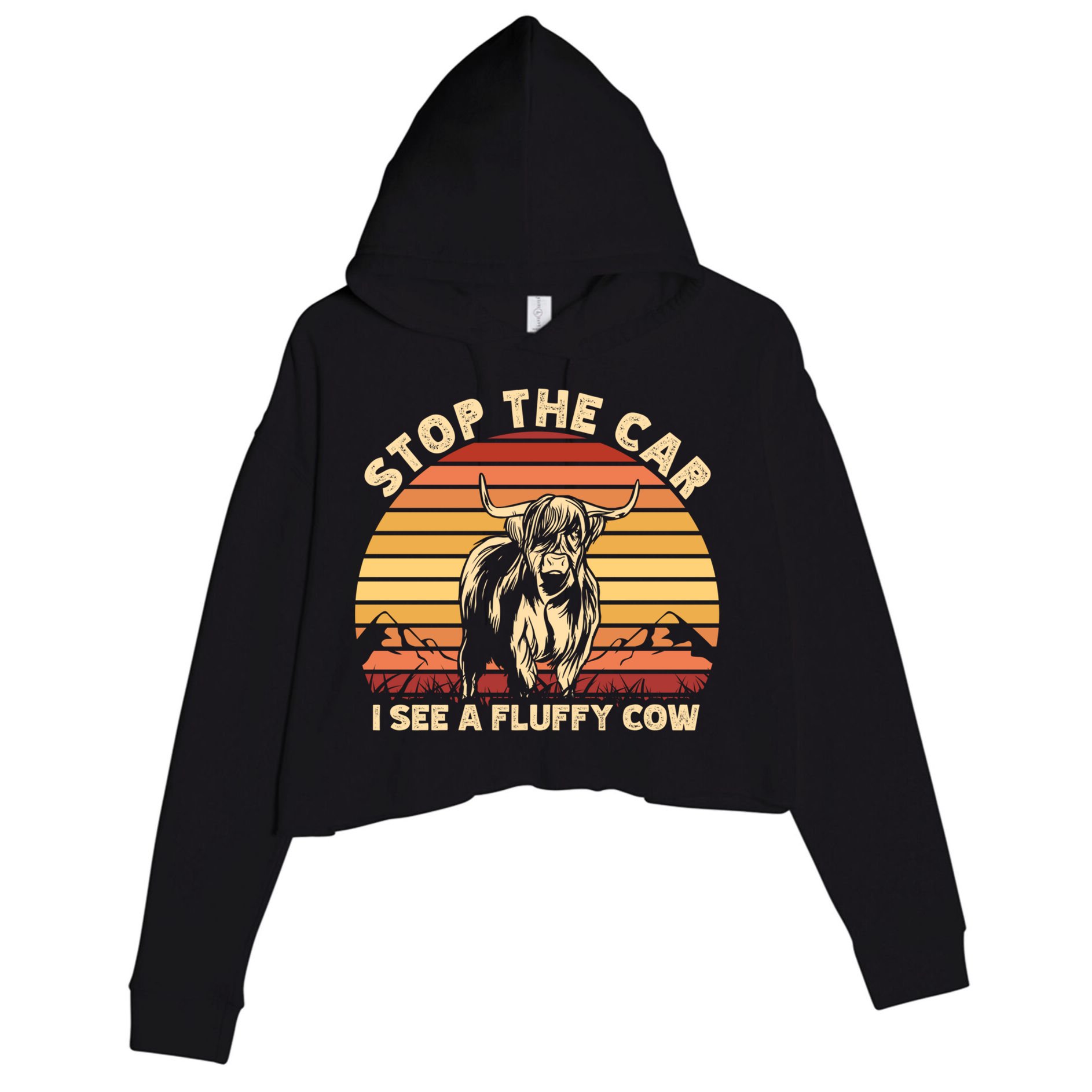 Stop The Car I See A Fluffy Cow Highland Cow Breeder Gift Crop Fleece Hoodie