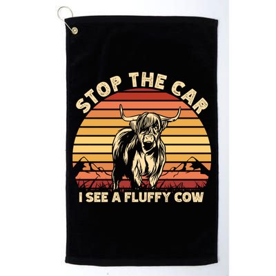 Stop The Car I See A Fluffy Cow Highland Cow Breeder Gift Golf Towel