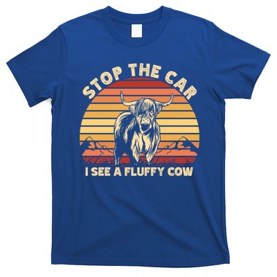 Stop The Car I See A Fluffy Cow Highland Cow Breeder Gift T-Shirt