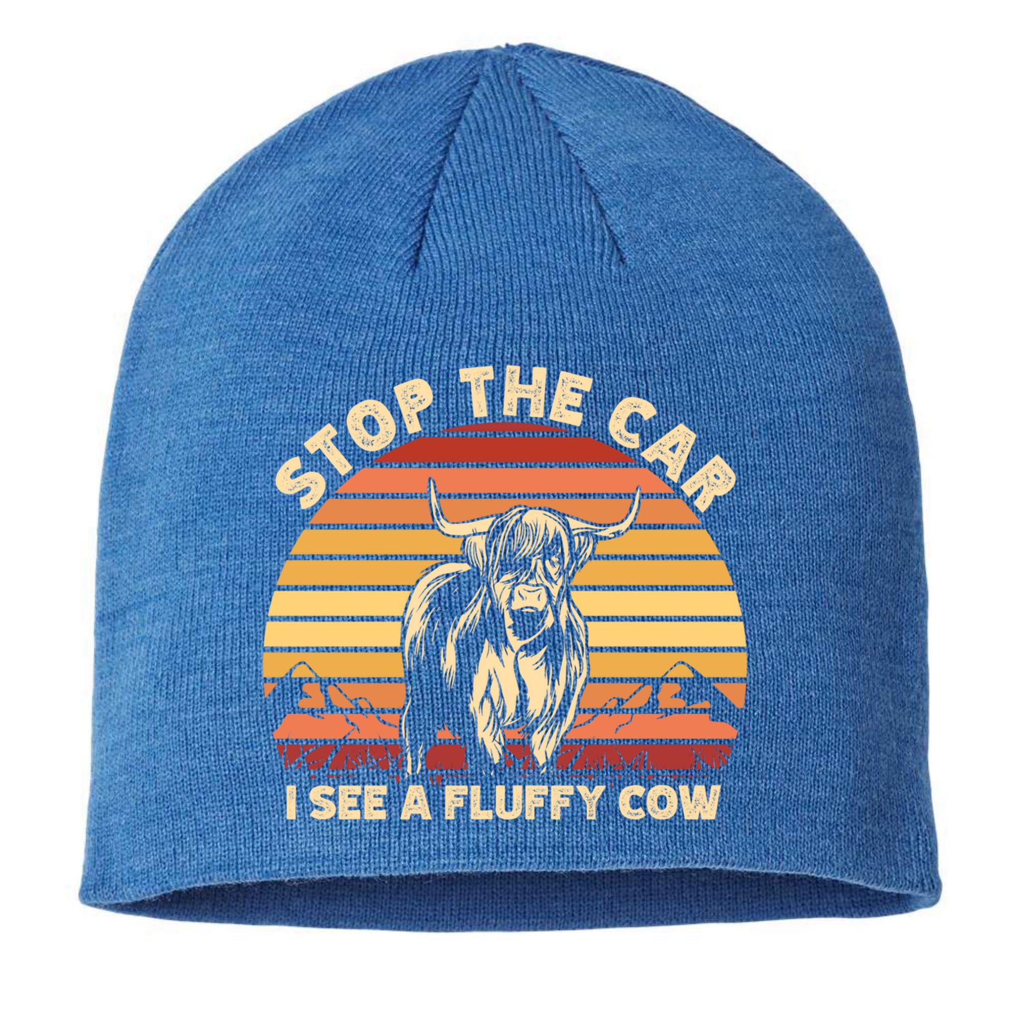 Stop The Car I See A Fluffy Cow Highland Cow Breeder Gift Sustainable Beanie