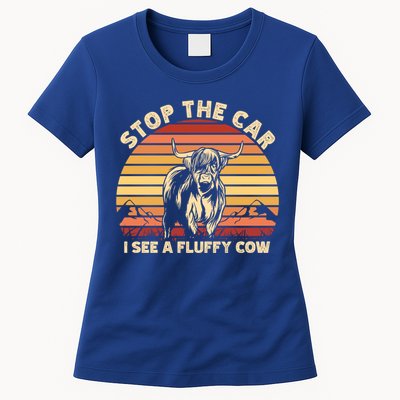 Stop The Car I See A Fluffy Cow Highland Cow Breeder Gift Womens T-Shirt