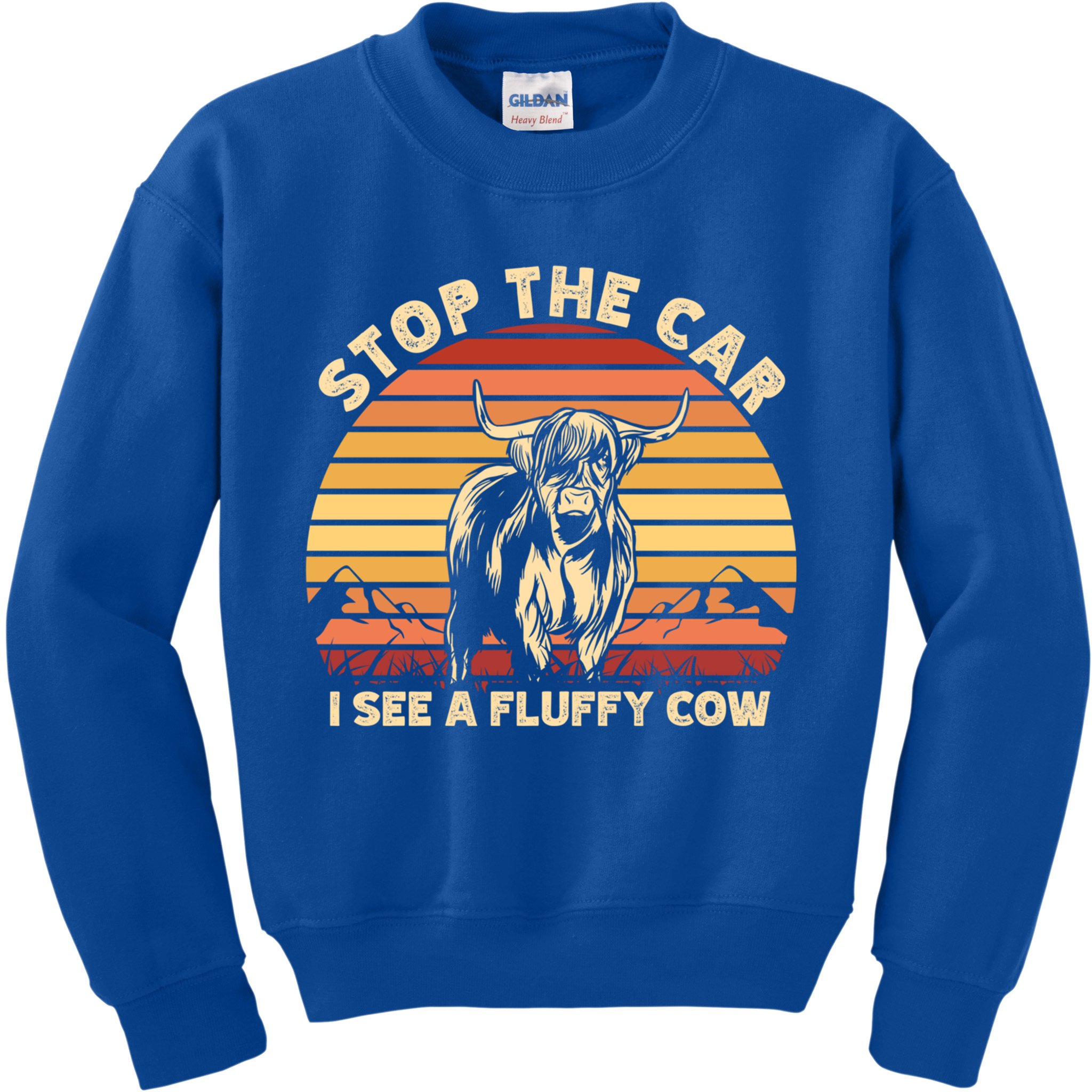 Stop The Car I See A Fluffy Cow Highland Cow Breeder Gift Kids Sweatshirt