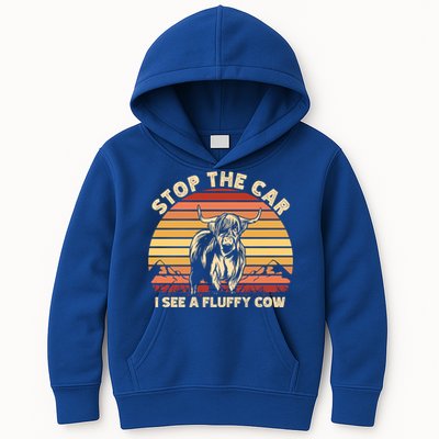 Stop The Car I See A Fluffy Cow Highland Cow Breeder Gift Kids Hoodie