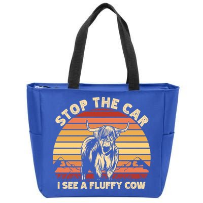 Stop The Car I See A Fluffy Cow Highland Cow Breeder Gift Zip Tote Bag