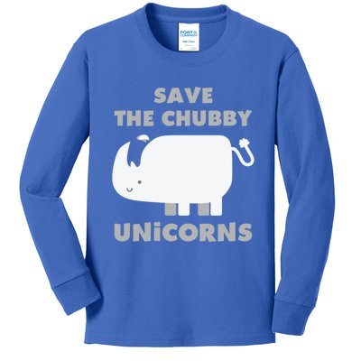 Save The Chubby Unicorns Funny Rhino Funny Gift Kids Long Sleeve Shirt