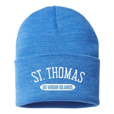St Thomas Cool Gift Classic Style St Thomas Us Virgin Islands Gift Sustainable Knit Beanie