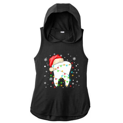 Santa Teeth Christmas Funny Dental Dentist Hygienist Xmas Great Gift Ladies PosiCharge Tri-Blend Wicking Draft Hoodie Tank