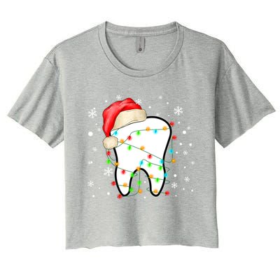 Santa Teeth Christmas Funny Dental Dentist Hygienist Xmas Great Gift Women's Crop Top Tee