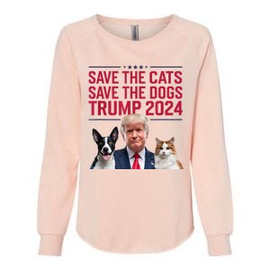 Save The Cats Save The Dogs Trump 2024 Pet Lovers Statement Womens California Wash Sweatshirt