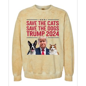 Save The Cats Save The Dogs Trump 2024 Pet Lovers Statement Colorblast Crewneck Sweatshirt