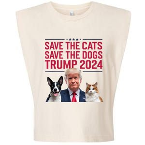 Save The Cats Save The Dogs Trump 2024 Pet Lovers Statement Garment-Dyed Women's Muscle Tee