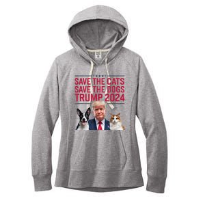 Save The Cats Save The Dogs Trump 2024 Pet Lovers Statement Women's Fleece Hoodie