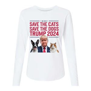 Save The Cats Save The Dogs Trump 2024 Pet Lovers Statement Womens Cotton Relaxed Long Sleeve T-Shirt