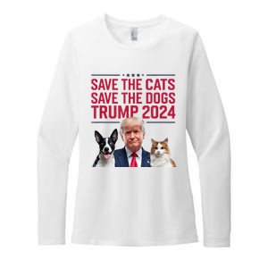 Save The Cats Save The Dogs Trump 2024 Pet Lovers Statement Womens CVC Long Sleeve Shirt