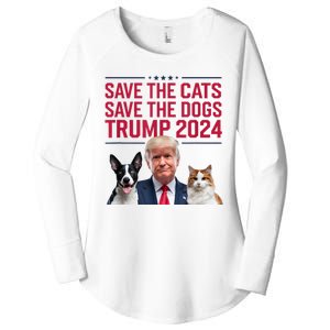 Save The Cats Save The Dogs Trump 2024 Pet Lovers Statement Women's Perfect Tri Tunic Long Sleeve Shirt