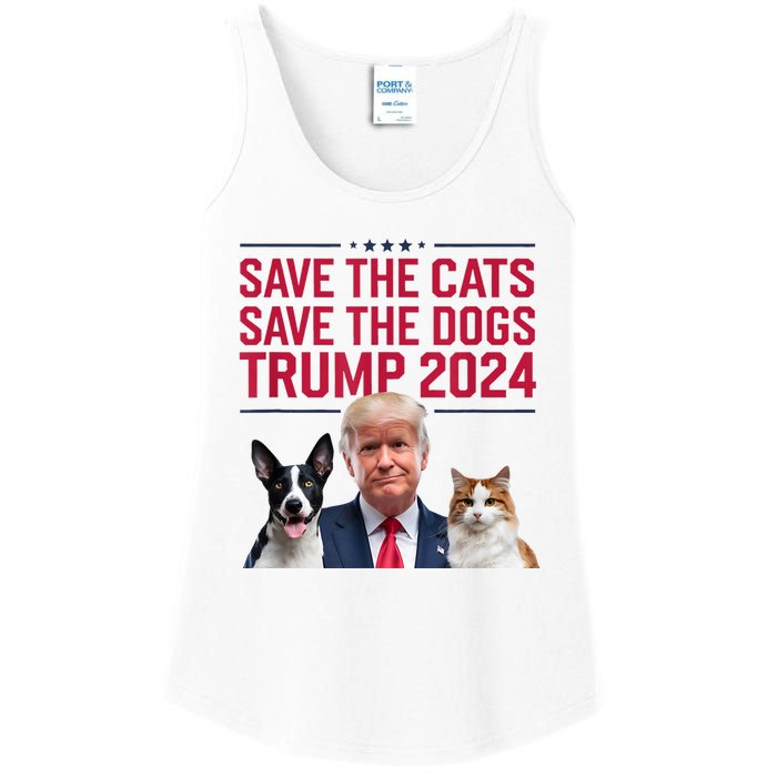 Save The Cats Save The Dogs Trump 2024 Pet Lovers Statement Ladies Essential Tank