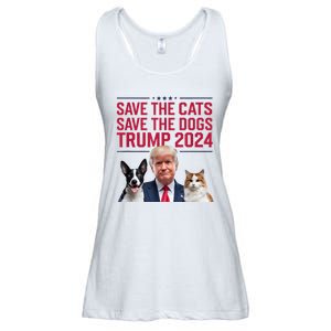 Save The Cats Save The Dogs Trump 2024 Pet Lovers Statement Ladies Essential Flowy Tank