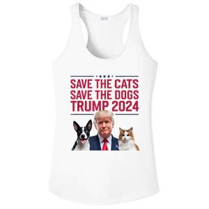 Save The Cats Save The Dogs Trump 2024 Pet Lovers Statement Ladies PosiCharge Competitor Racerback Tank