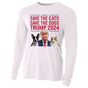 Save The Cats Save The Dogs Trump 2024 Pet Lovers Statement Cooling Performance Long Sleeve Crew