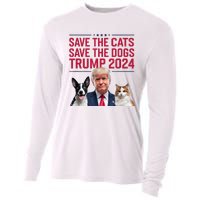 Save The Cats Save The Dogs Trump 2024 Pet Lovers Statement Cooling Performance Long Sleeve Crew