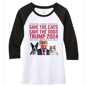 Save The Cats Save The Dogs Trump 2024 Pet Lovers Statement Women's Tri-Blend 3/4-Sleeve Raglan Shirt