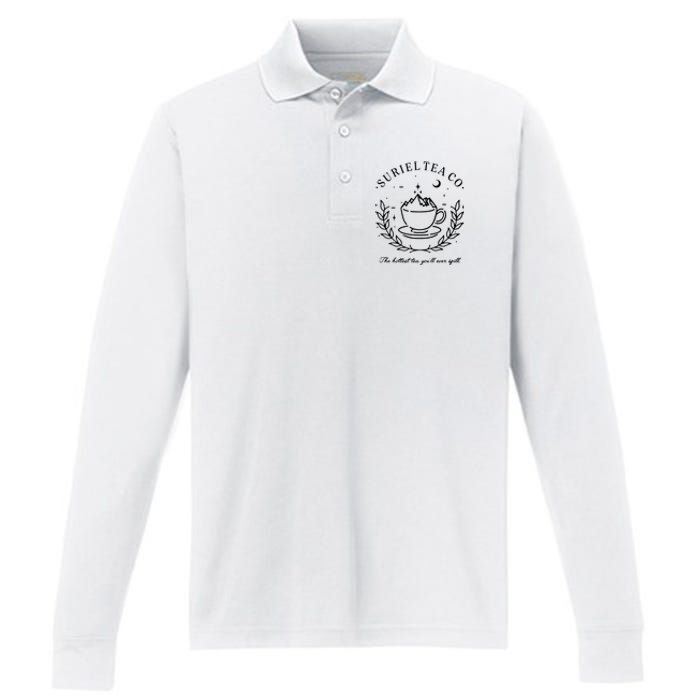 Suriel Tea Co The Hottest Tea You'll Ever Spill Velaris Performance Long Sleeve Polo