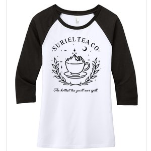 Suriel Tea Co The Hottest Tea You'll Ever Spill Velaris Women's Tri-Blend 3/4-Sleeve Raglan Shirt