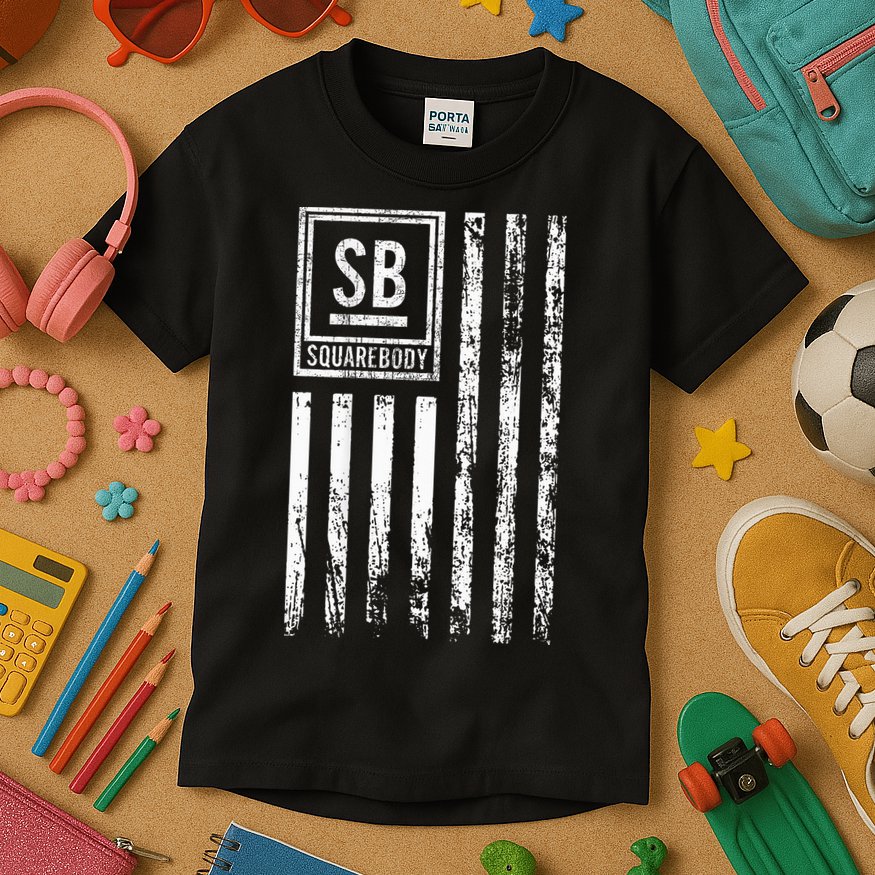 Squarebody Truck C10 Classic Usa Flag Squarebody Nation Kids T-Shirt